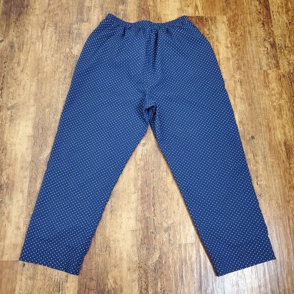 Vintage 80s Carriage Court Navy Polkadot Pants - Picture 6 of 8